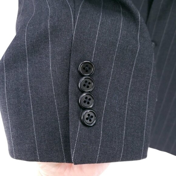 LORO PIANA Hickey Freeman Gray Pinstripe Suit Jacket Blazer Estimated 44 XL - Picture 4 of 11